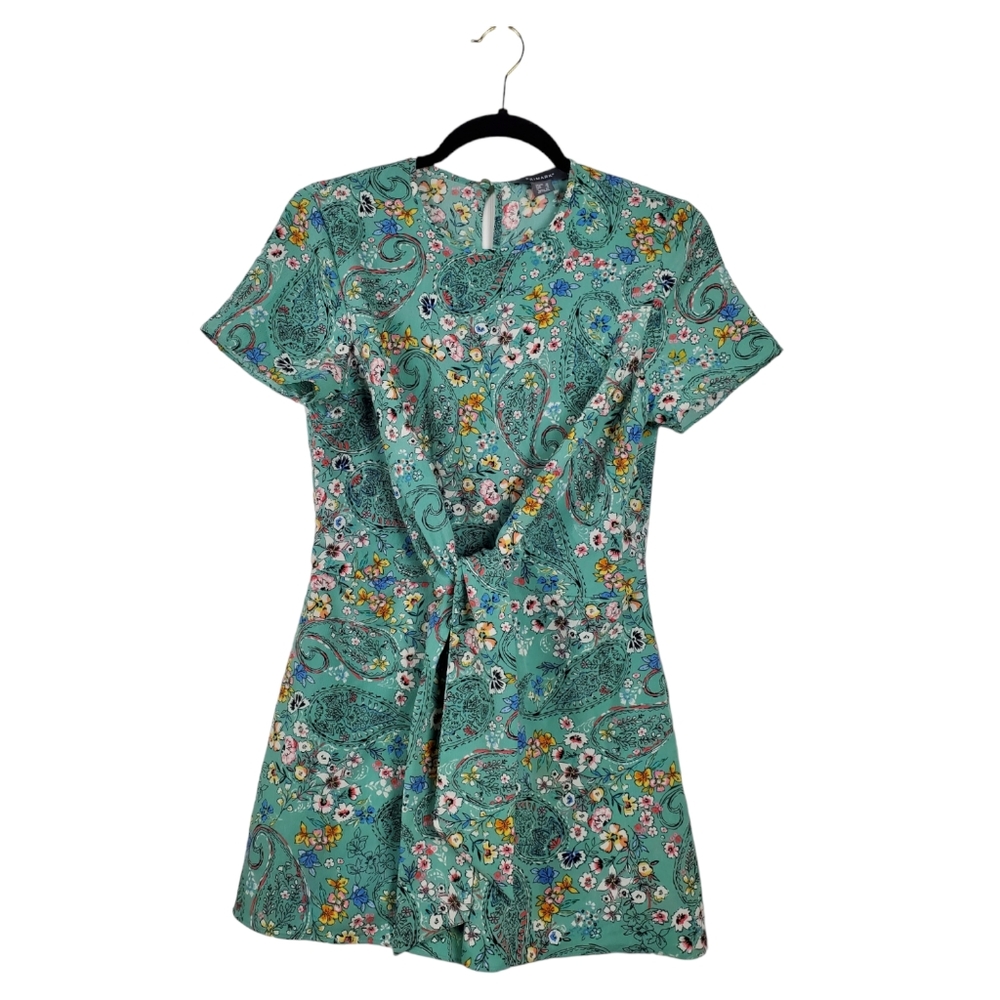 Primark Sage Green Floral Tie Front Romper Size 6